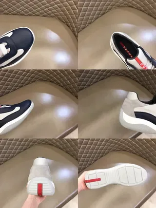 Prada Cloudbust Navy White Slip-On Construction Asymmetrical Color Blocking Lifestyle Sneakers 5