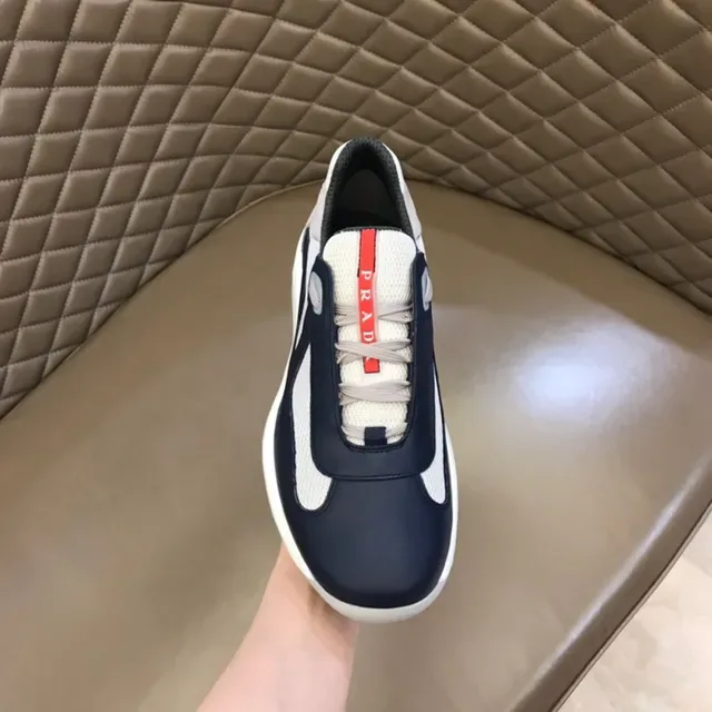 Prada Cloudbust Navy White Slip-On Construction Asymmetrical Color Blocking Lifestyle Sneakers 6