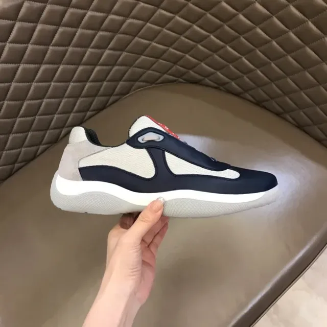 Prada Cloudbust Navy White Slip-On Construction Asymmetrical Color Blocking Lifestyle Sneakers 7