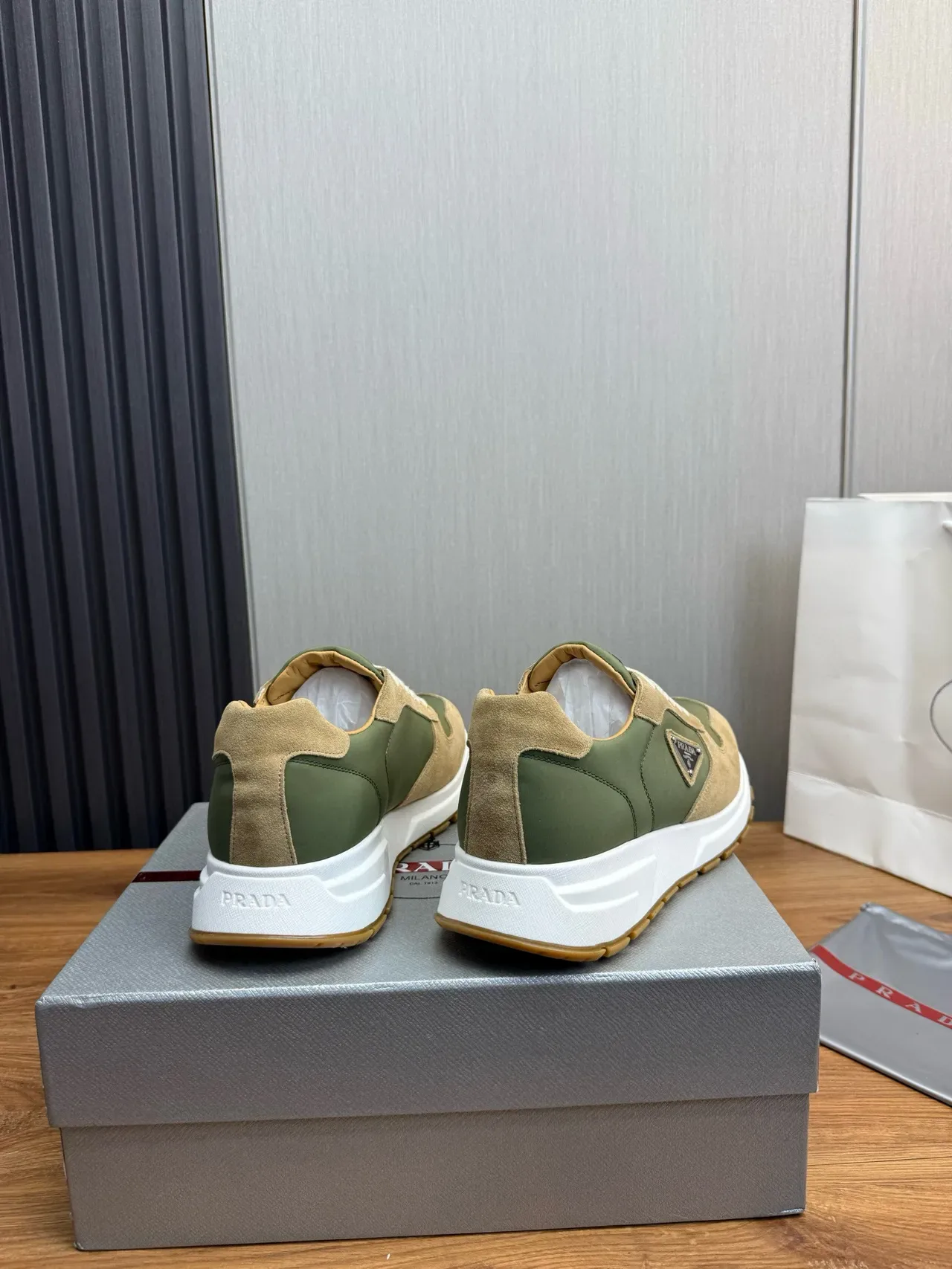 Prada Cloudbust Olive Green and Beige Lifestyle Sneakers 5