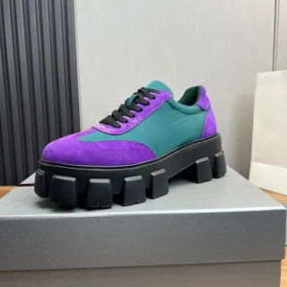 Prada Cloudbust أرجواني وتركواز سويدي نايلون سميك سنيكرز