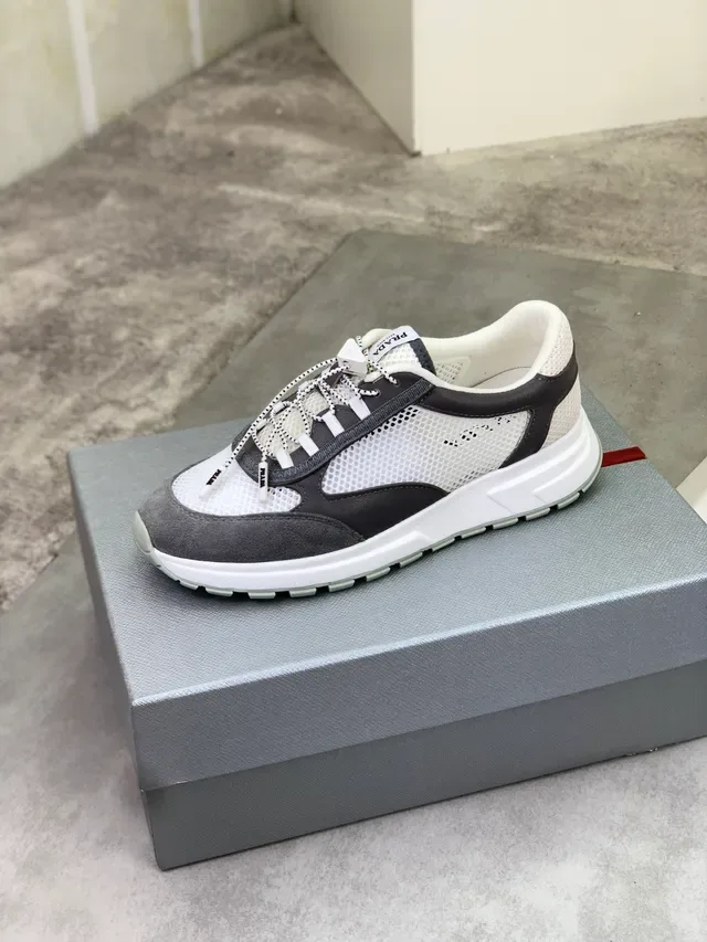 Prada Cloudbust Trainer White and Gray Lifestyle Sneakers 4