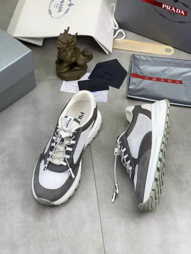 Prada Cloudbust Trainer White and Gray Lifestyle Sneakers 5