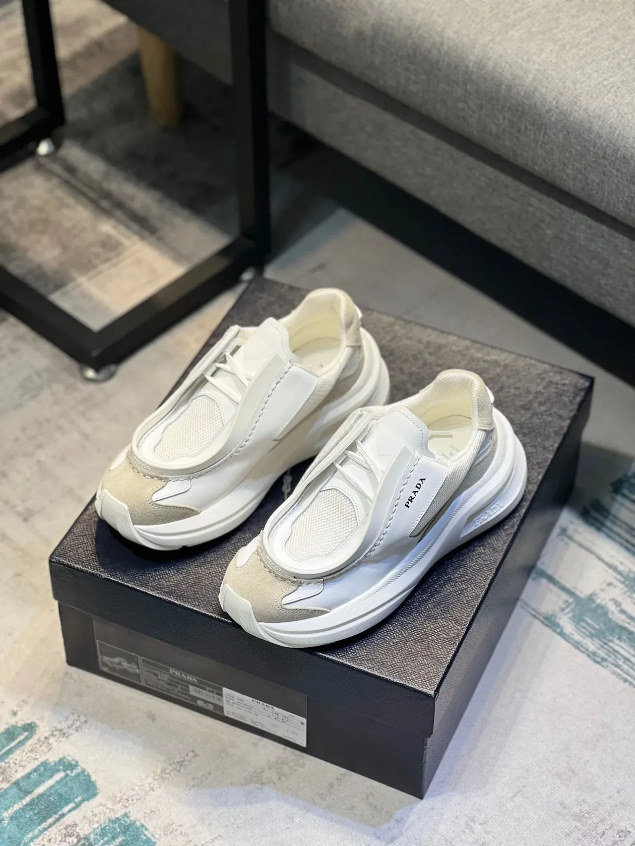 Prada Cloudbust White and Beige Chunky Sneakers 7