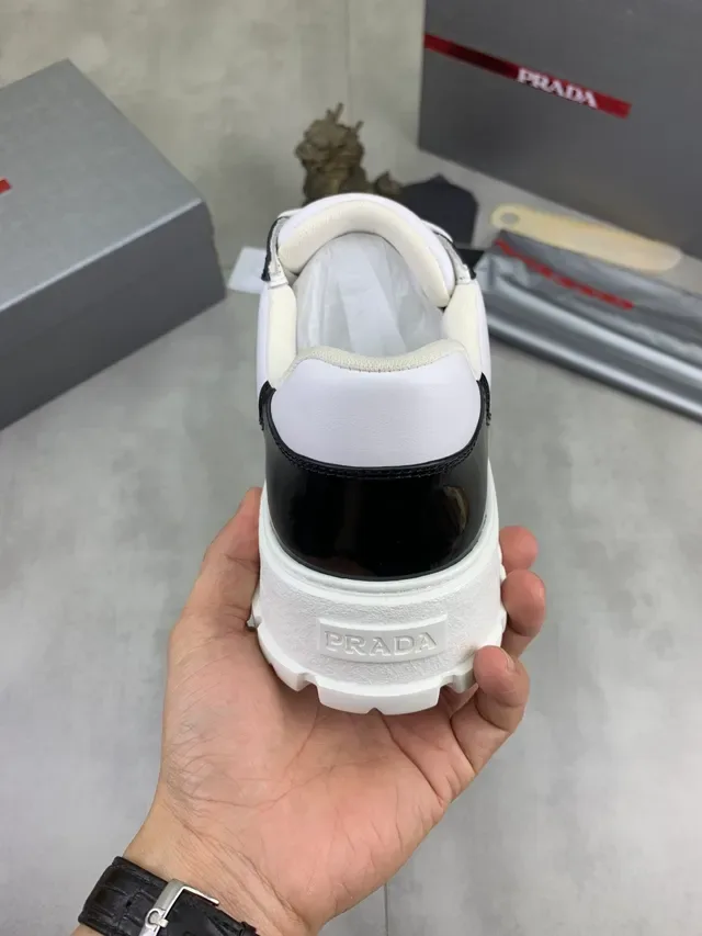 Prada Cloudbust White and Black Patent Leather Lifestyle Sneakers 4