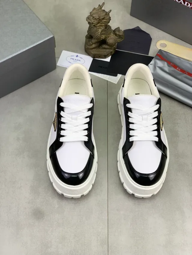 Prada Cloudbust White and Black Patent Leather Lifestyle Sneakers 5