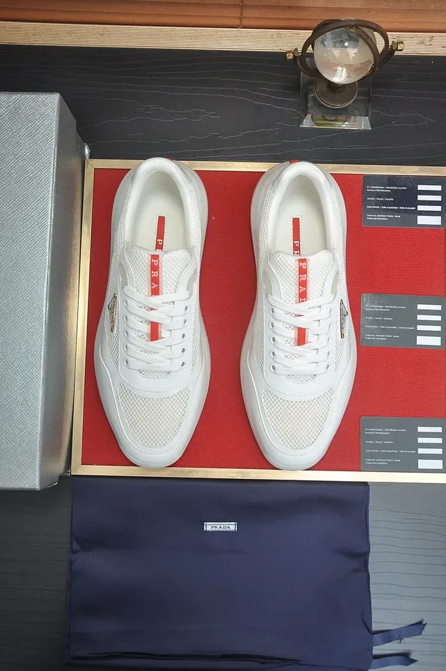 Prada Cloudbust White and Red Mesh Lifestyle Sneakers 3
