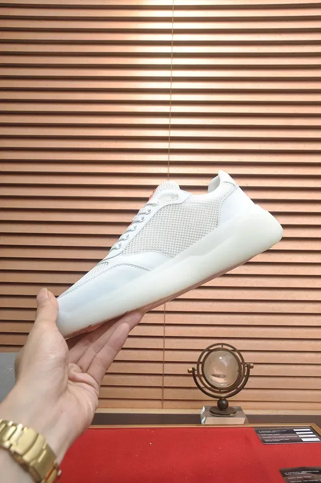 Prada Cloudbust White and Red Mesh Lifestyle Sneakers 5