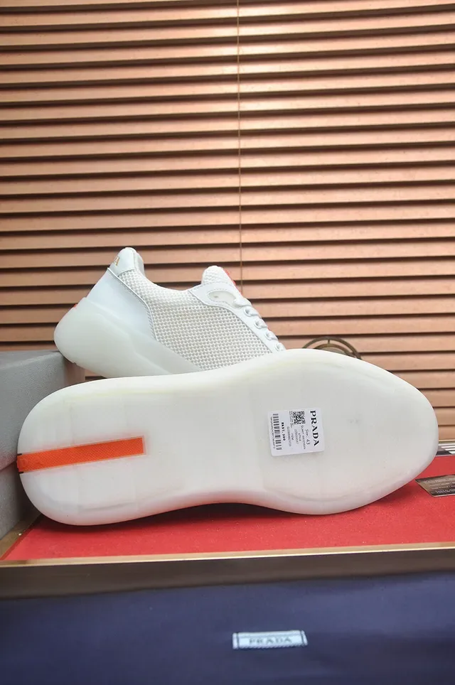 Prada Cloudbust White and Red Mesh Lifestyle Sneakers 7