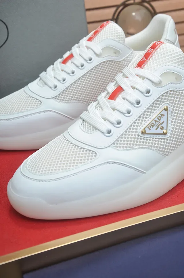 Prada Cloudbust White and Red Mesh Lifestyle Sneakers 8