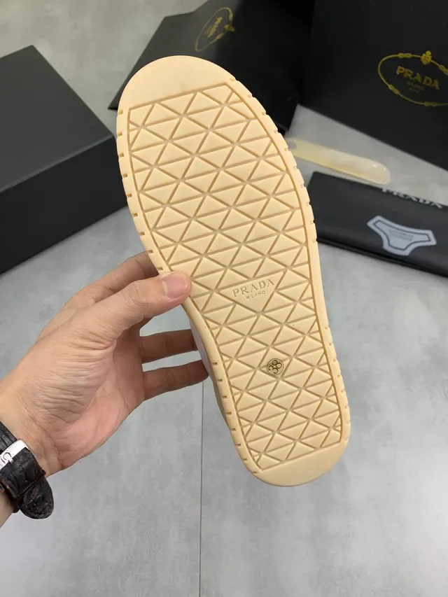 Prada Cloudbust White Beige Platform Sole Mixed Leather And Suede Panels Lifestyle Sneakers 2