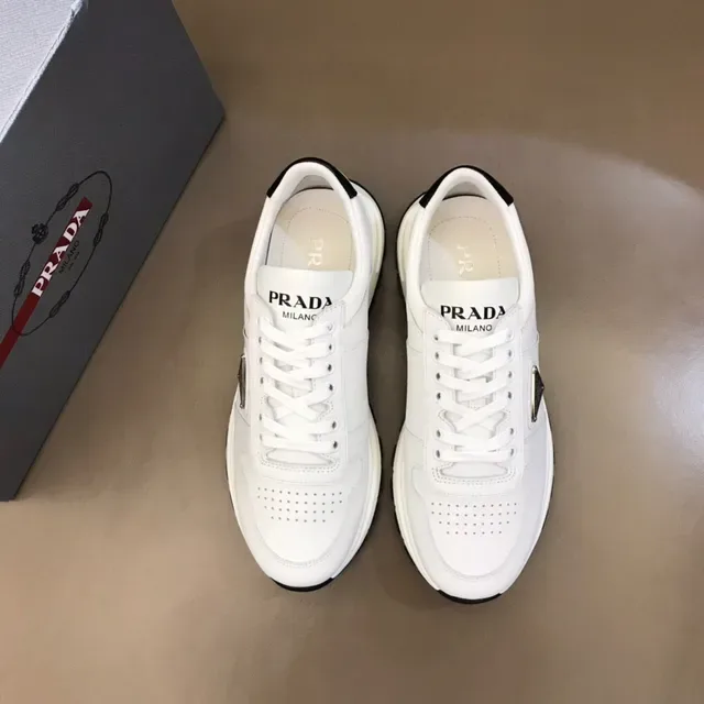 Prada Cloudbust White Black Leather-Like Upper Triangular Logo Patch Chunky Sneakers 9