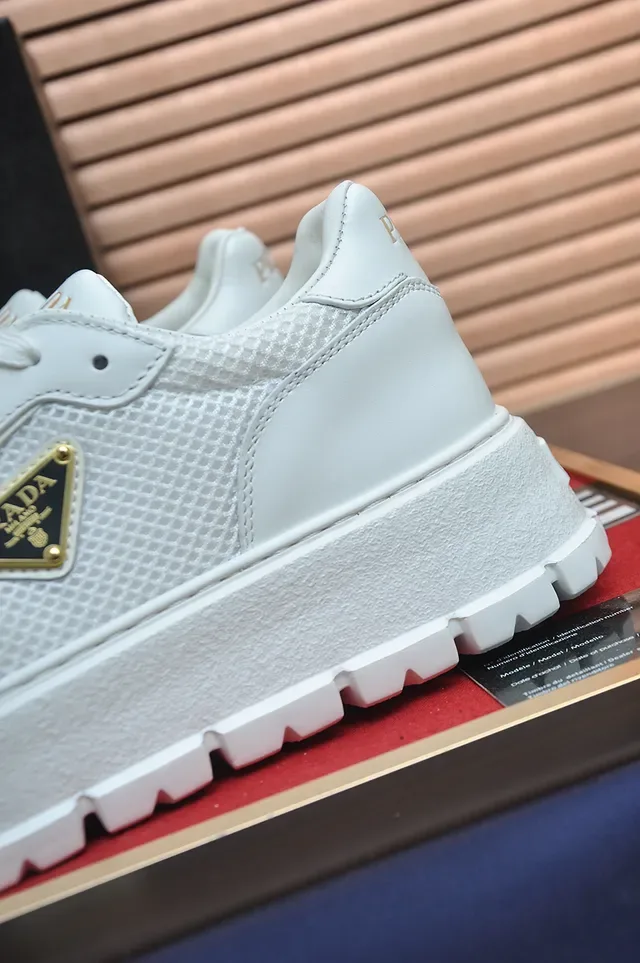 Prada Cloudbust White Gold Leather And Mesh Upper Triangular Logo Lifestyle Sneakers 2
