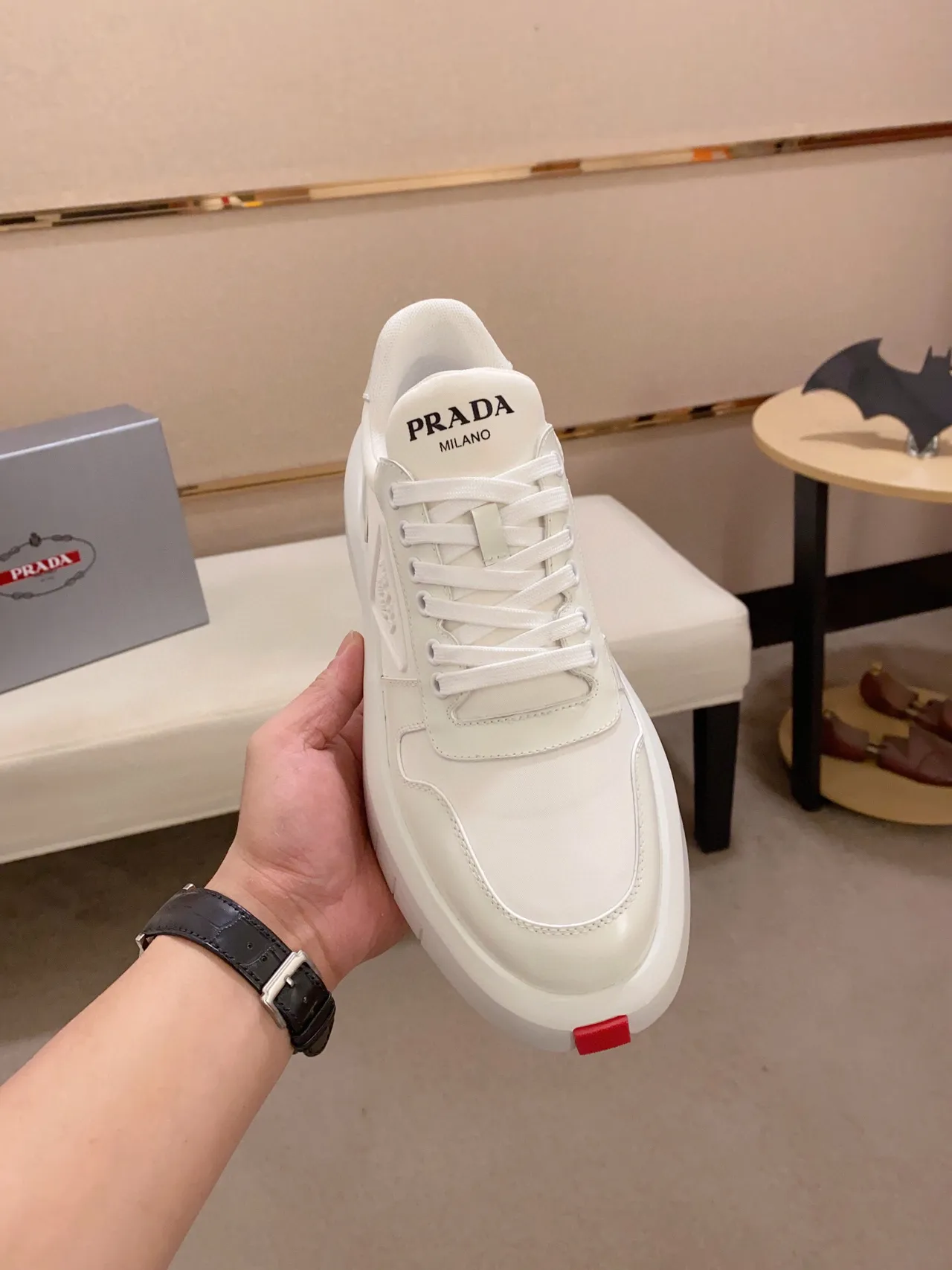 Prada Cloudbust White Leather Chunky Platform Lifestyle Sneakers 2