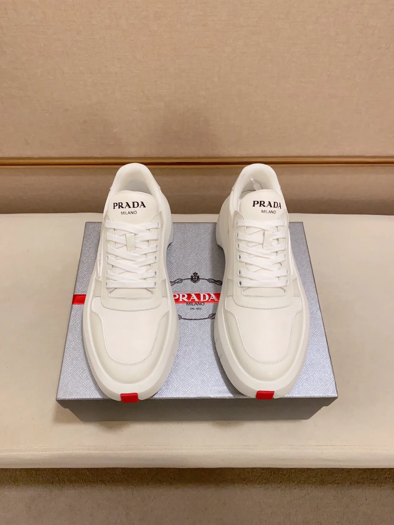 Prada Cloudbust White Leather Chunky Platform Lifestyle Sneakers 7