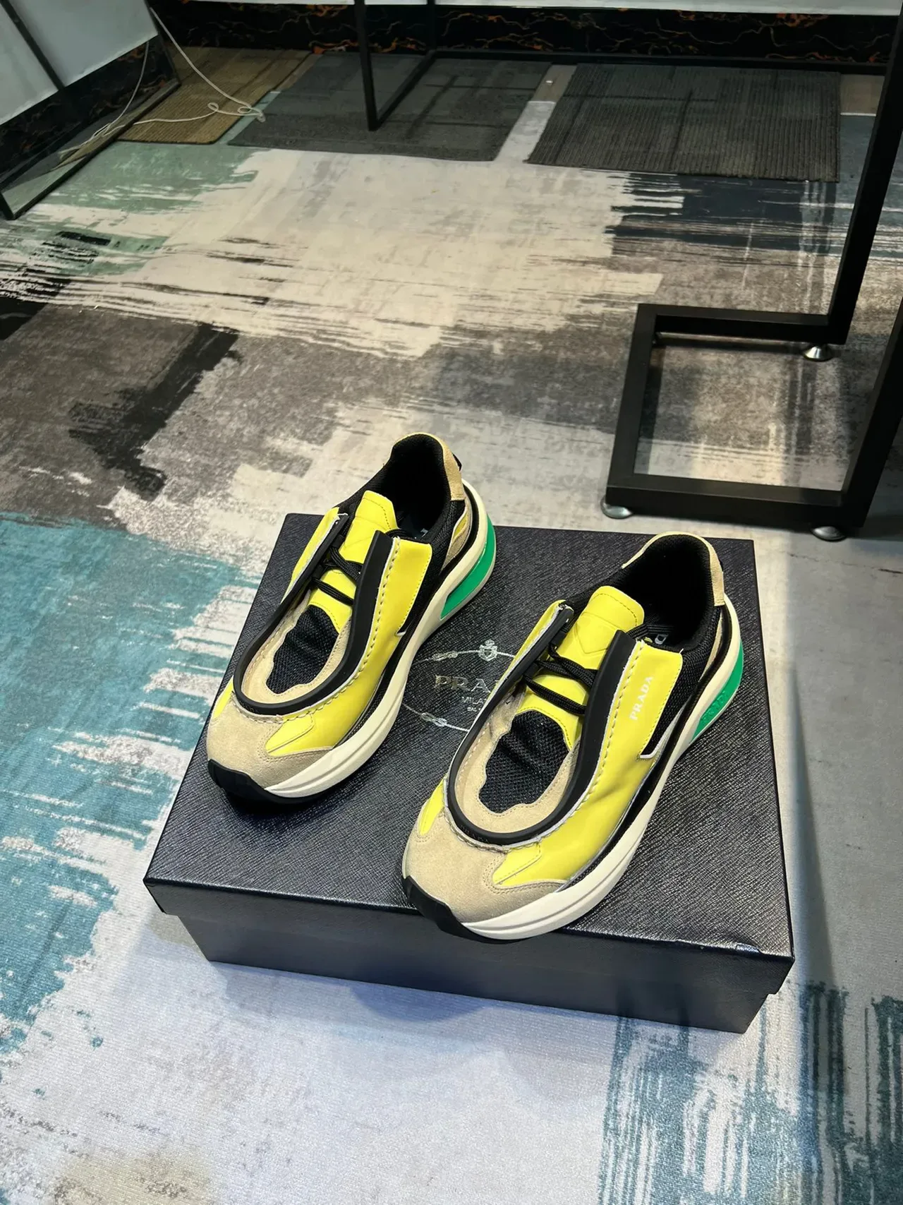 Prada Cloudbust Yellow Black Beige Green Chunky Sneakers 4