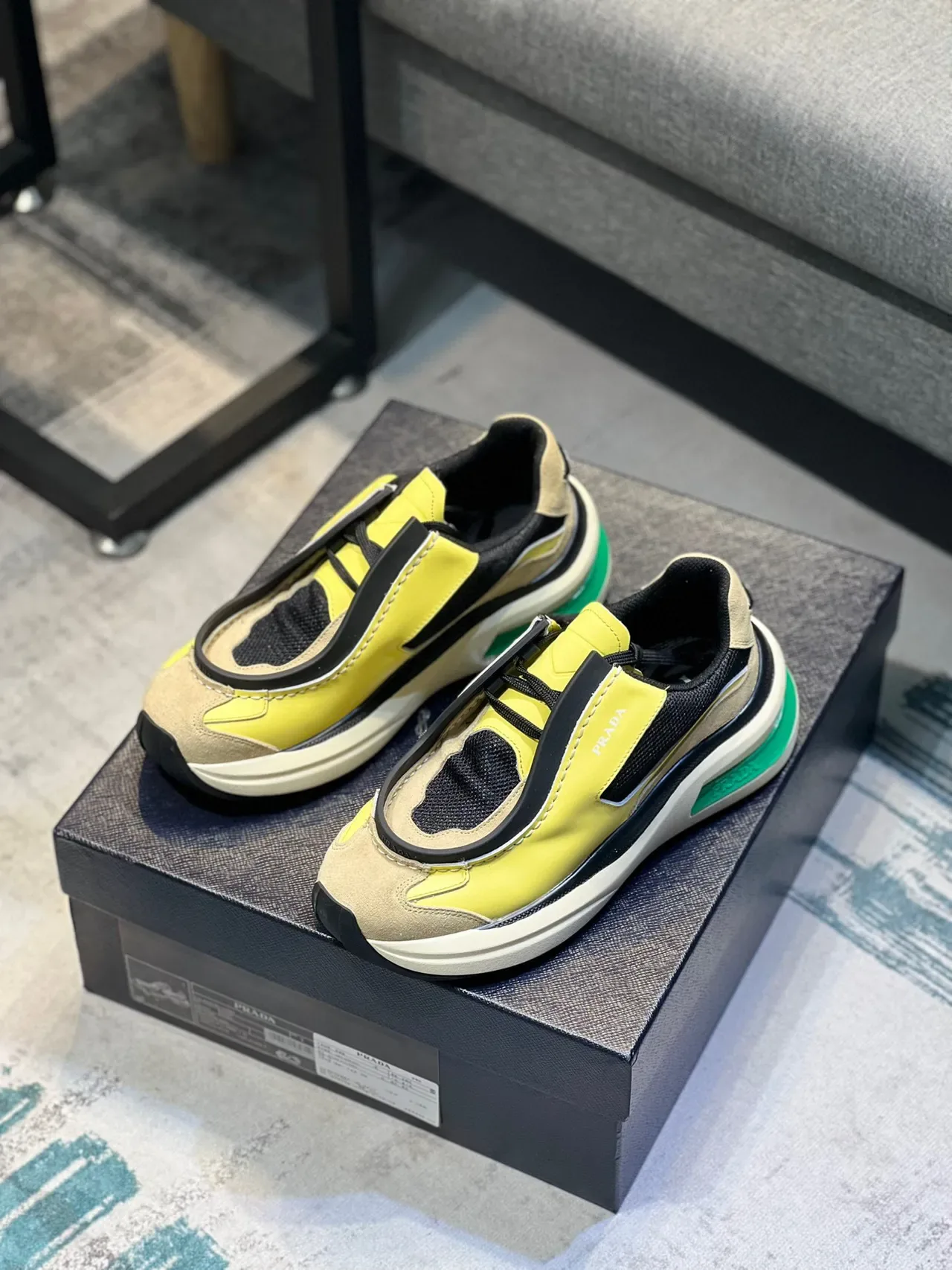 Prada Cloudbust Yellow Black Beige Green Chunky Sneakers 7