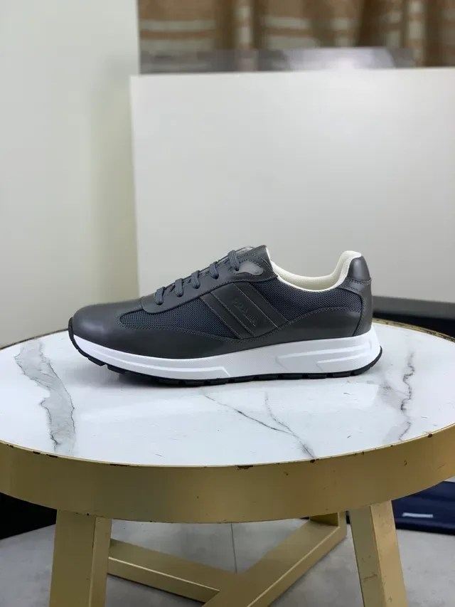 Prada Dark Gray and Navy Mesh Leather Sneakers 6