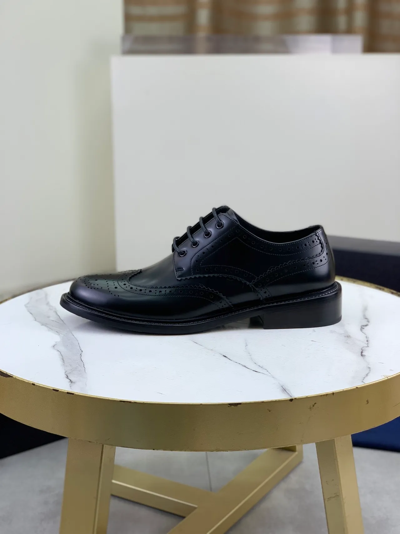 Prada Full-Brogue Wingtip Black Leather Brogues 7