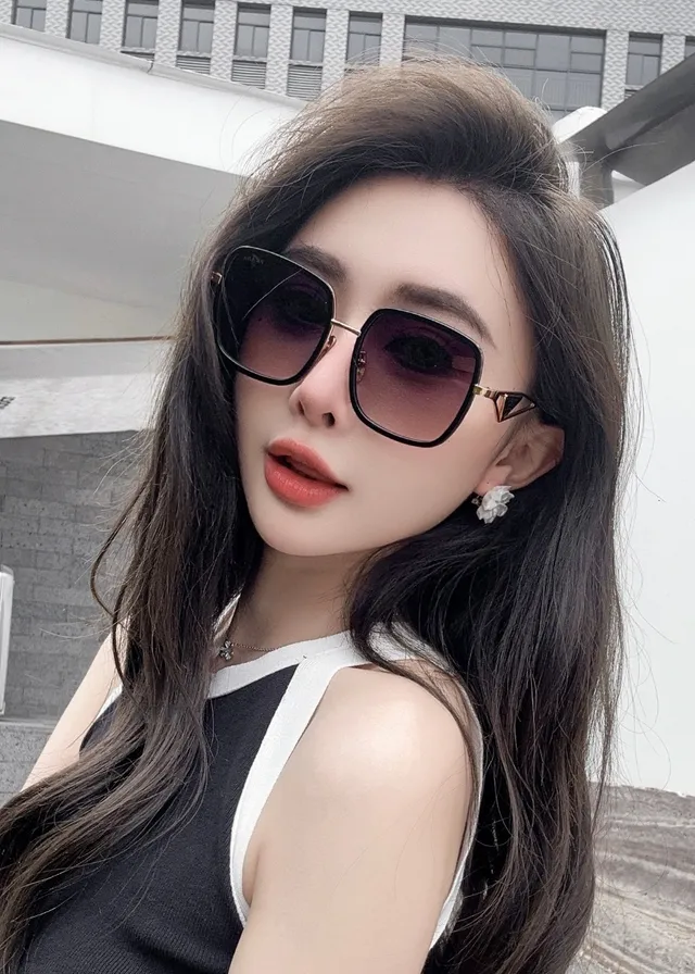Prada Gold Brown Square-Frame Metal Sunglasses 2