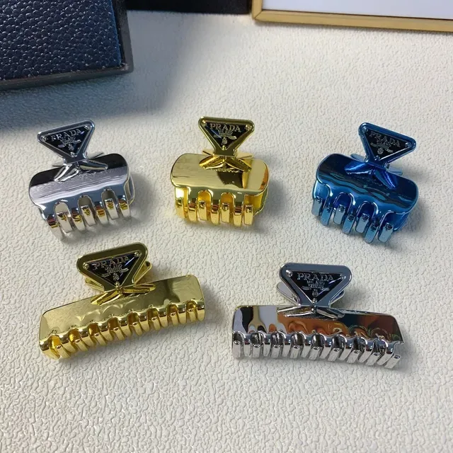 Prada Gold Metal Triangular Logo Plaque Brooch 2