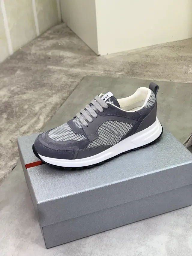 Prada Gray Mesh and Suede Lifestyle Sneaker 4