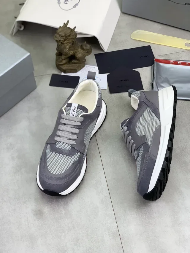 Prada Gray Mesh and Suede Lifestyle Sneaker 5
