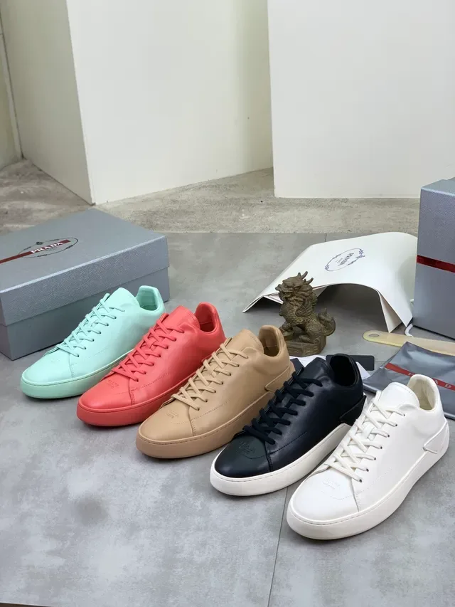 Prada Green Monochromatic Mint Smooth Leather Upper Lifestyle Sneakers 2