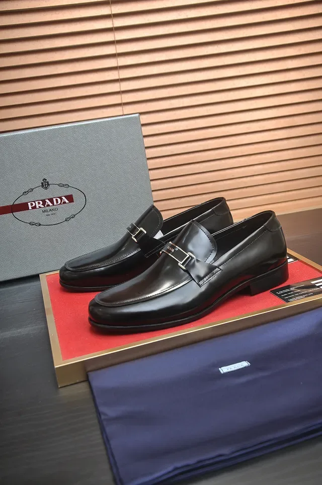 Prada Horsebit Loafer Black Leather Slip-On Loafers 4