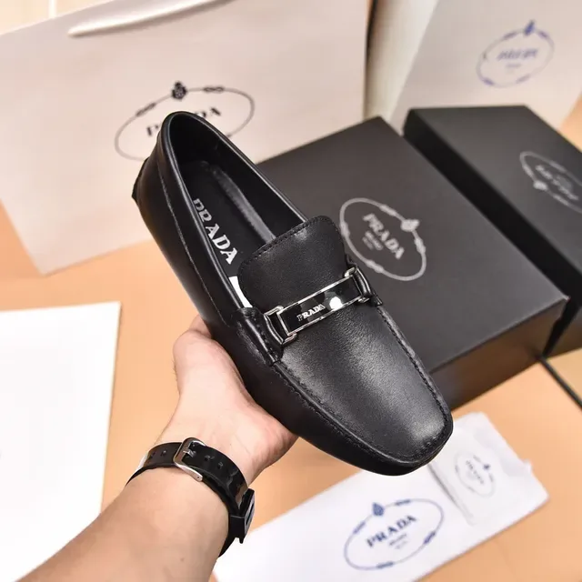 Prada Horsebit Loafer Black Silver Leather Buckle Loafer 6