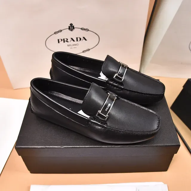 Prada Horsebit Loafer Black Silver Leather Buckle Loafer 8