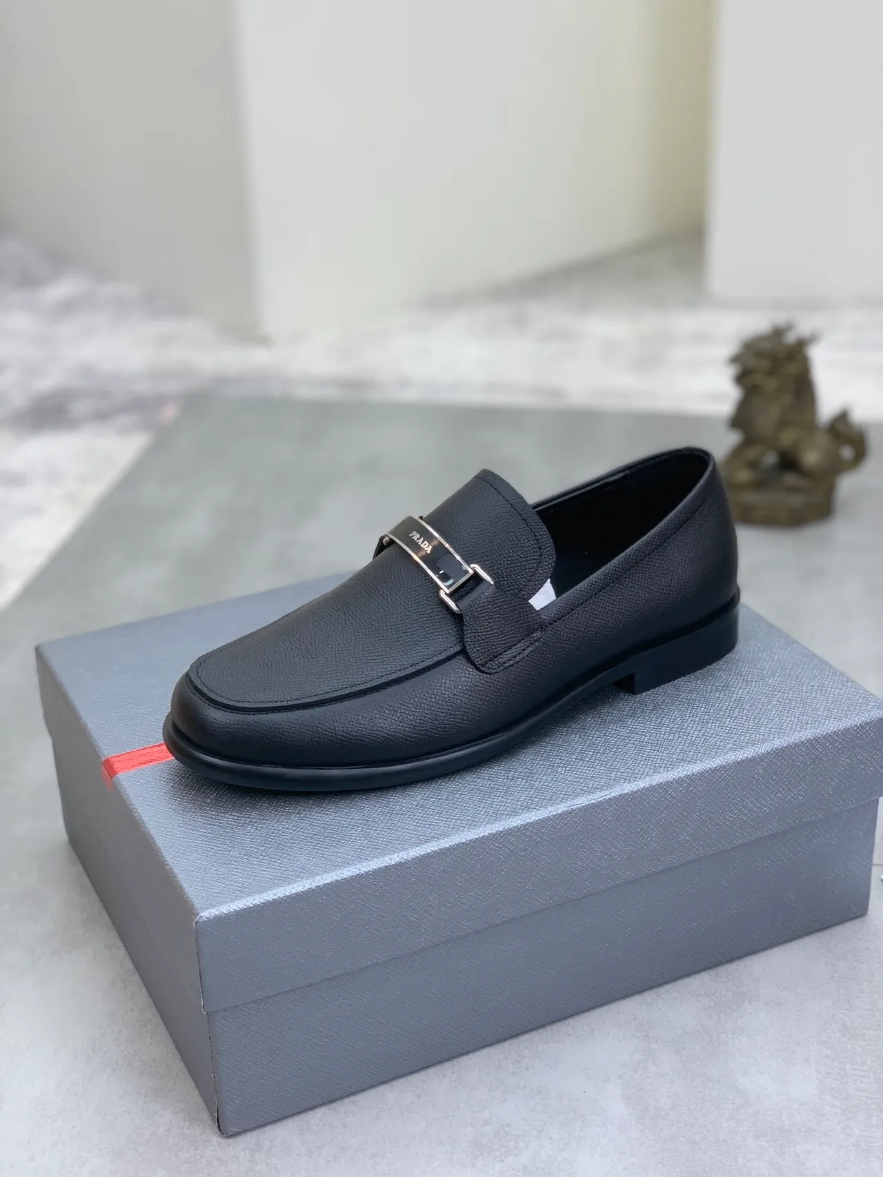 Prada Horsebit Loafer Black Textured Leather Loafers 3
