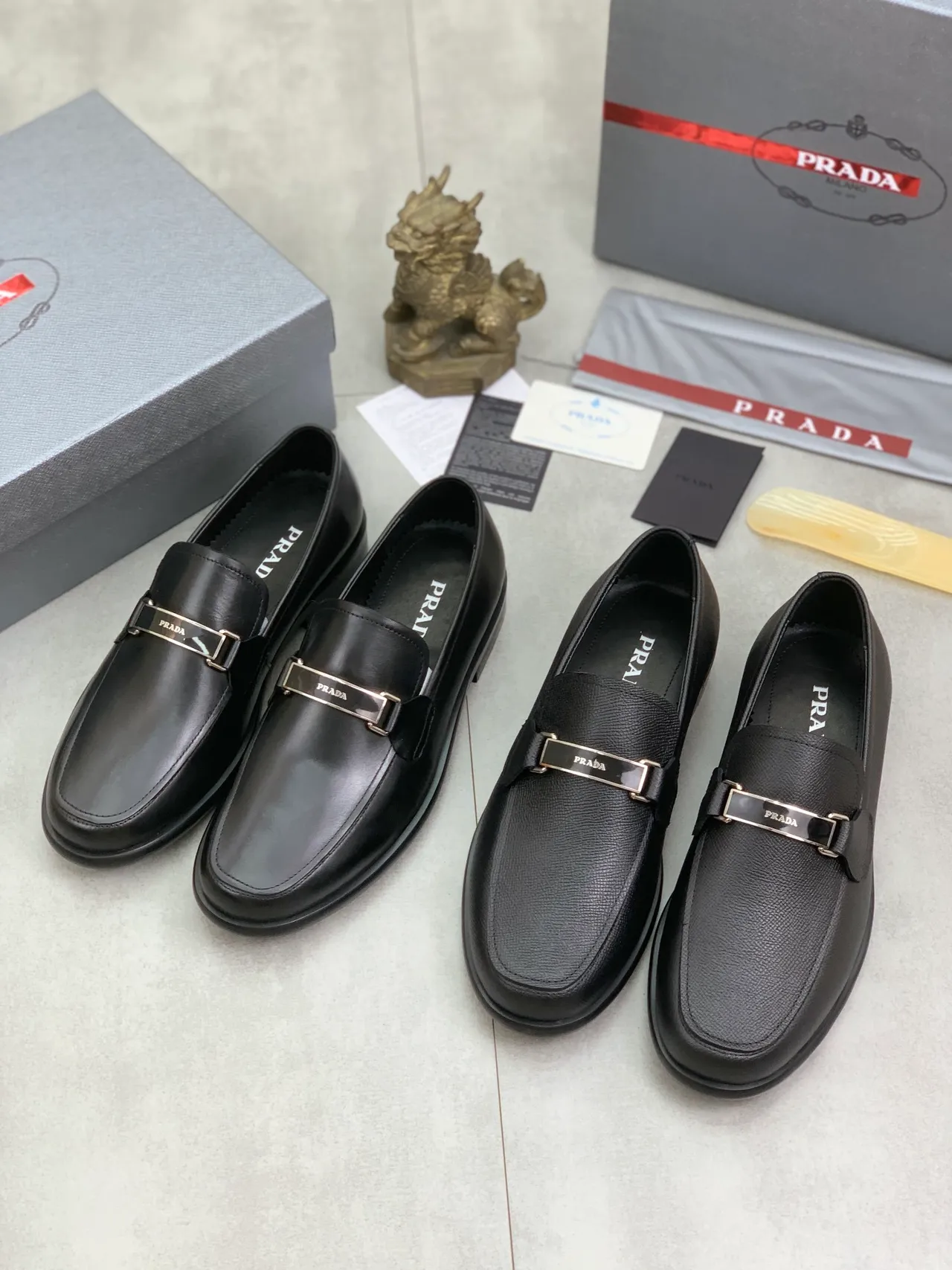 Prada Horsebit Loafer Black Textured Leather Loafers 5