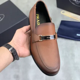 Prada Horsebit Loafer بني جلد Saffiano