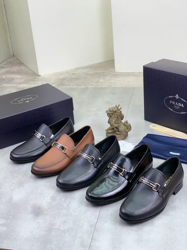 Prada Horsebit Loafer Brown Saffiano Leather Loafers 2