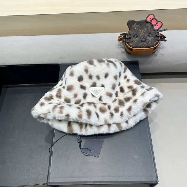 Prada Leopard-Print Faux Fur Beret 2