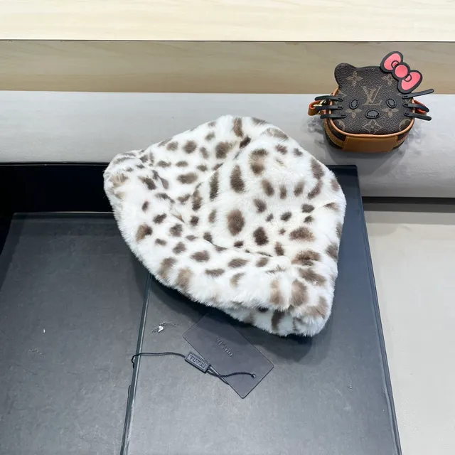 Prada Leopard-Print Faux Fur Beret 3