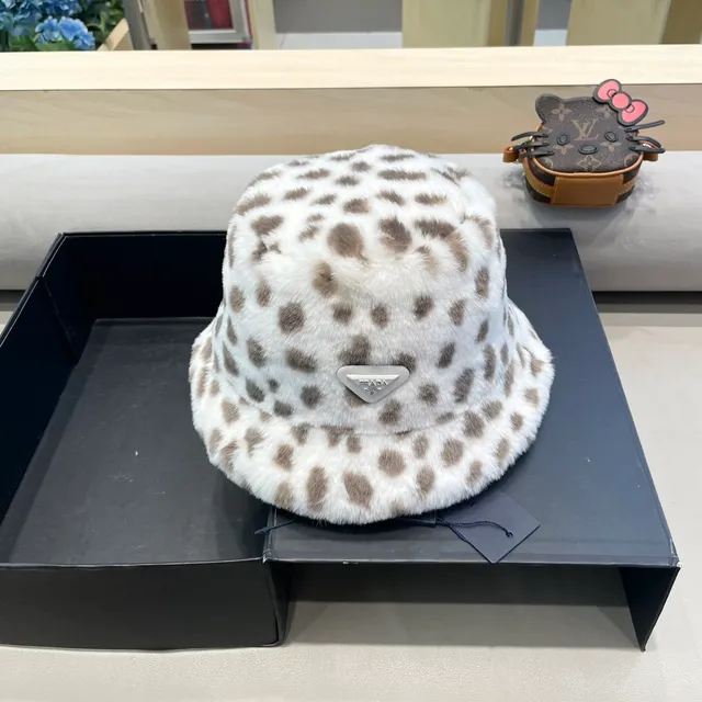 Prada Leopard-Print Faux Fur Beret 4