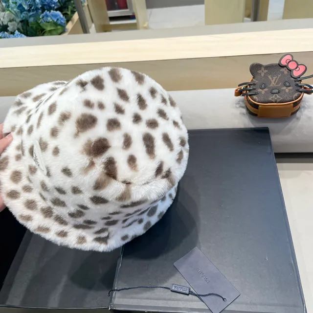 Prada Leopard-Print Faux Fur Beret 8