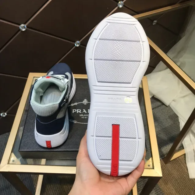Prada Linea Rossa Navy and Gray High-Top Lifestyle Sneakers 3