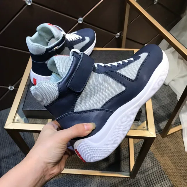 Prada Linea Rossa Navy and Gray High-Top Lifestyle Sneakers 4