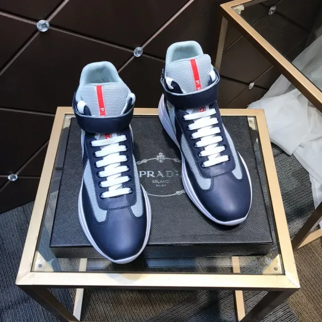 Prada Linea Rossa Navy and Gray High-Top Lifestyle Sneakers 6