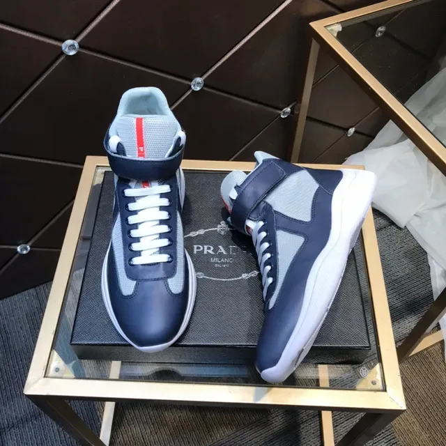 Prada Linea Rossa Navy and Gray High-Top Lifestyle Sneakers 7