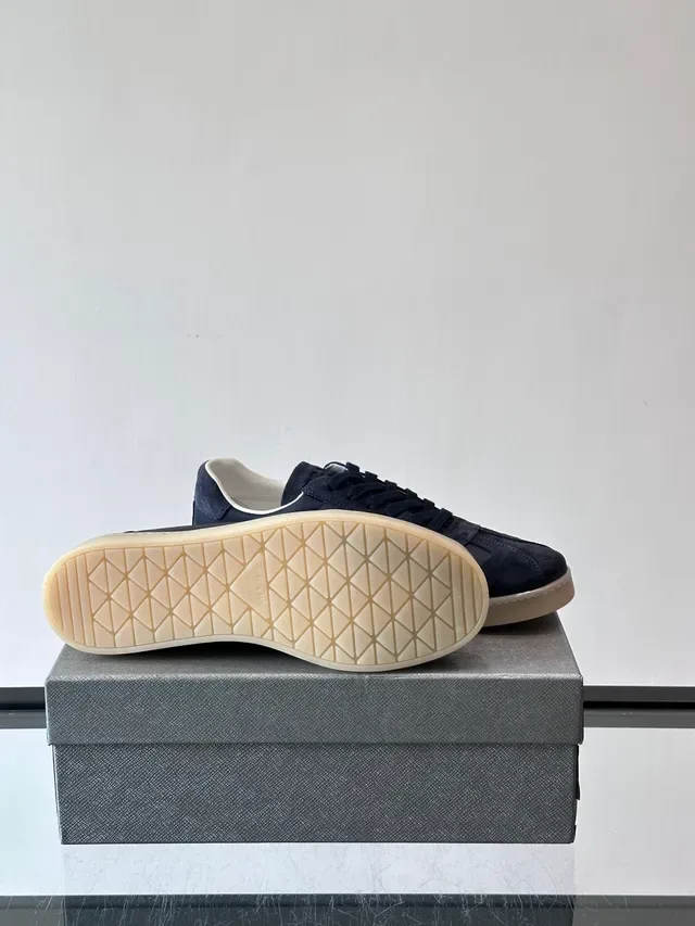 Prada Navy Beige Mixed-Material Upper Suede And Nylon Construction Lifestyle Sneakers 2