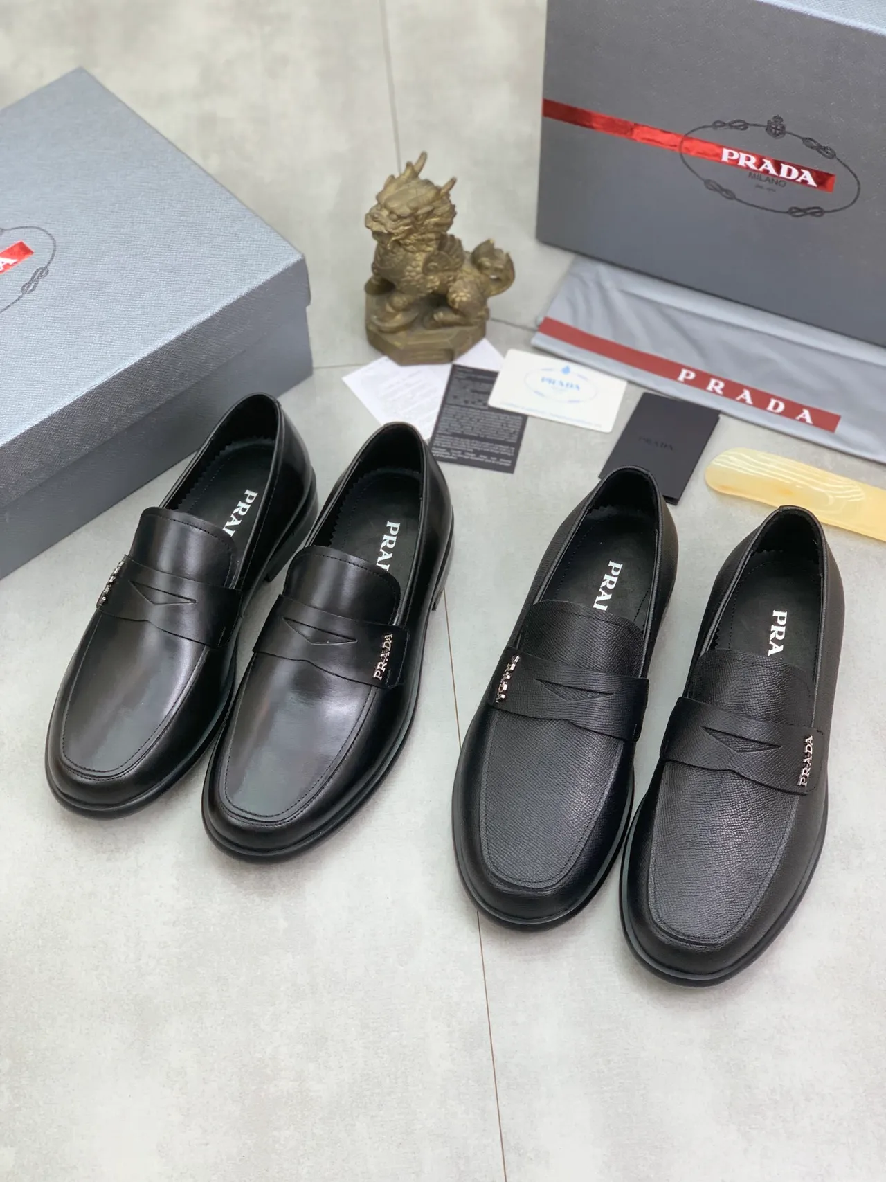 Prada Penny Loafer Black Leather Loafers 2
