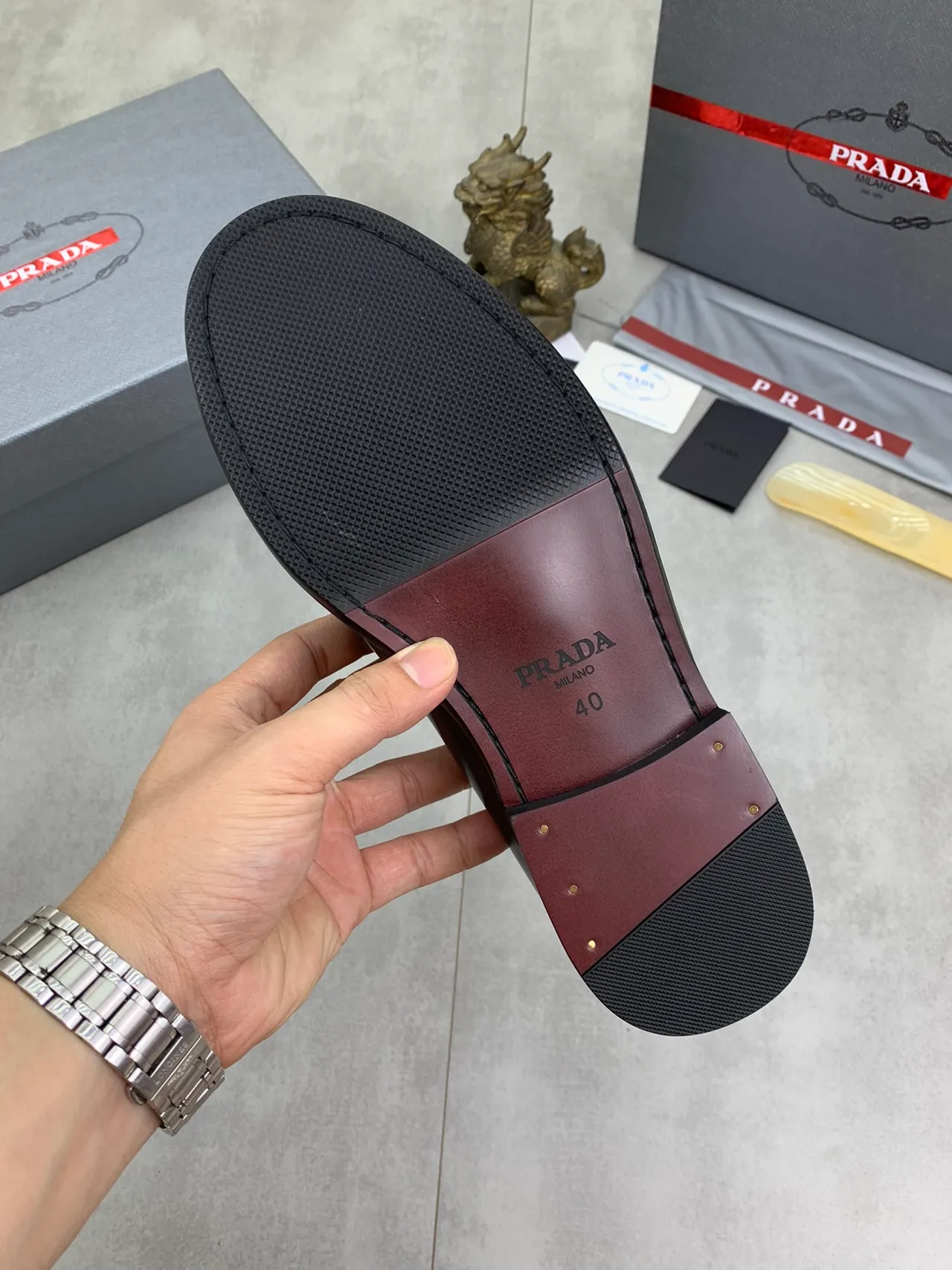 Prada Penny Loafer Black Leather Loafers 3