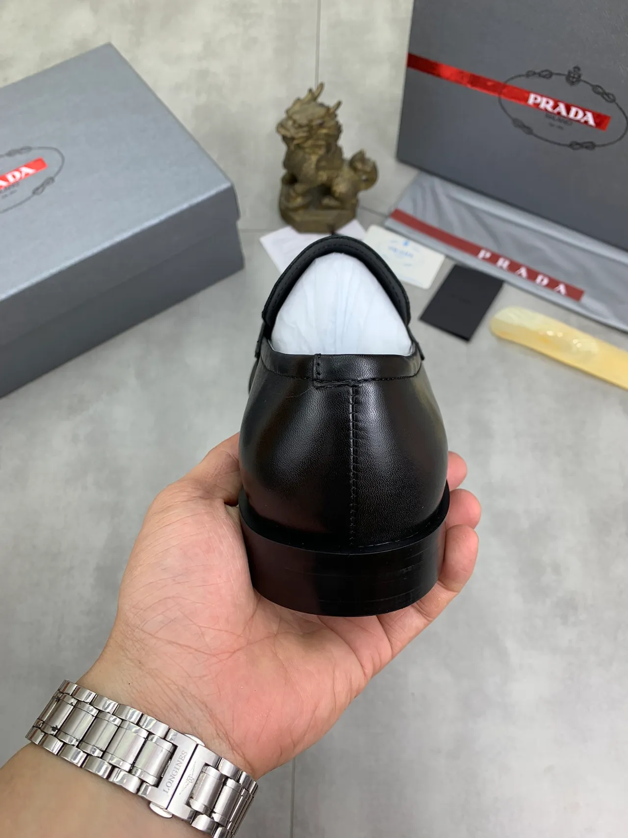 Prada Penny Loafer Black Leather Loafers 4