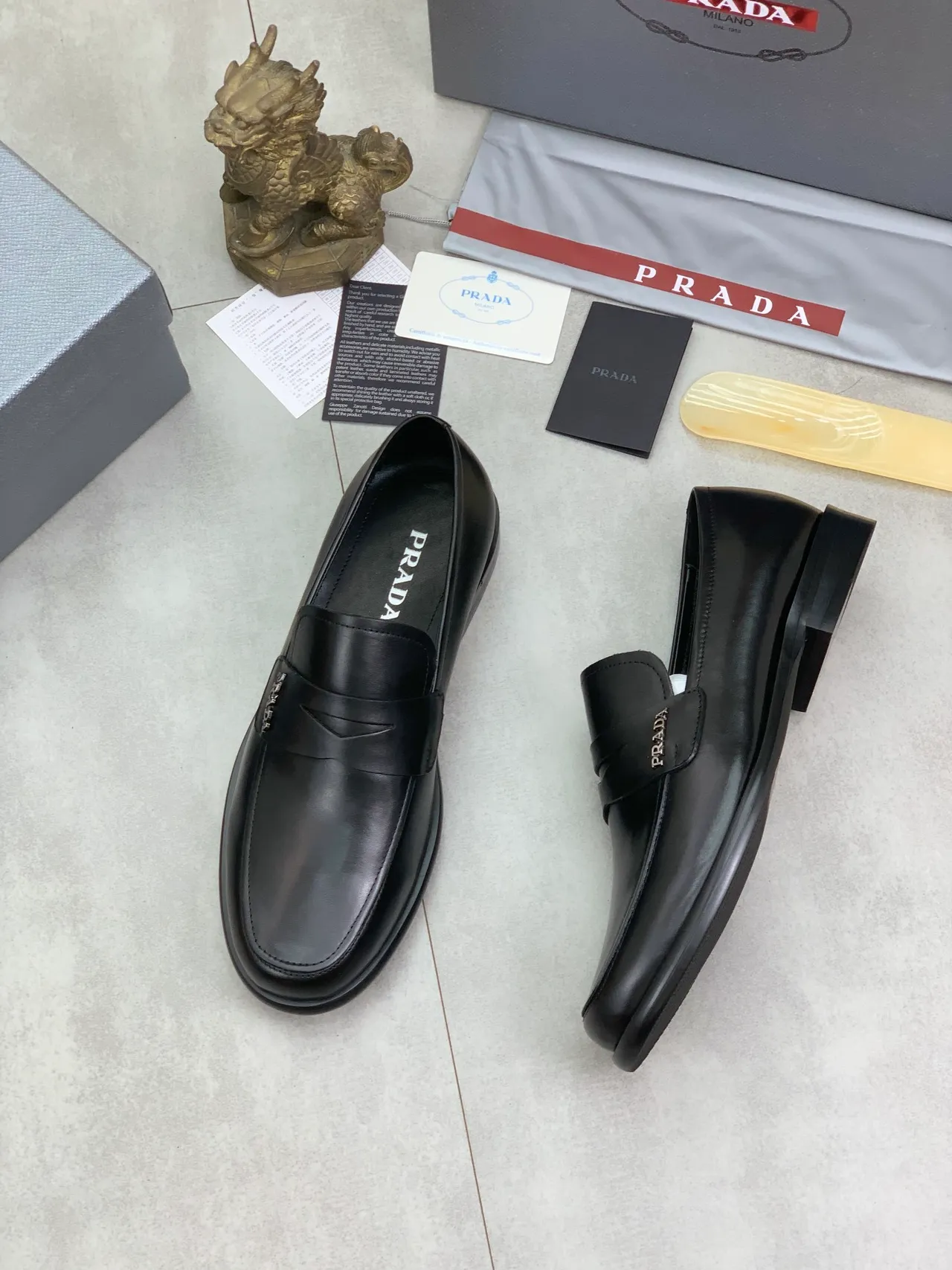 Prada Penny Loafer Black Leather Loafers 5