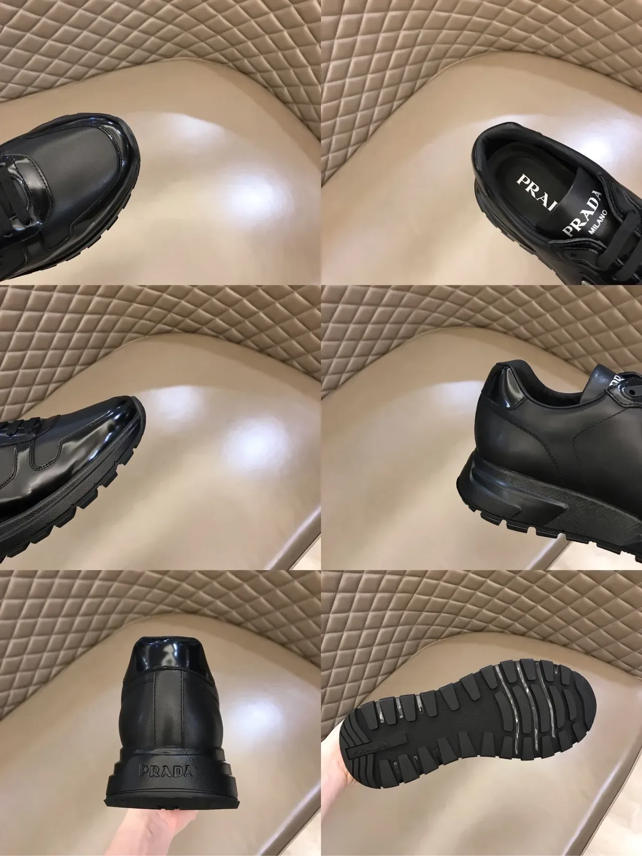 Prada Re-Edition Black Mixed-Material Lifestyle Sneakers 2