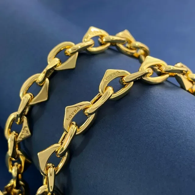 Prada Triangle Pendant Gold-Tone Chain Necklace 6